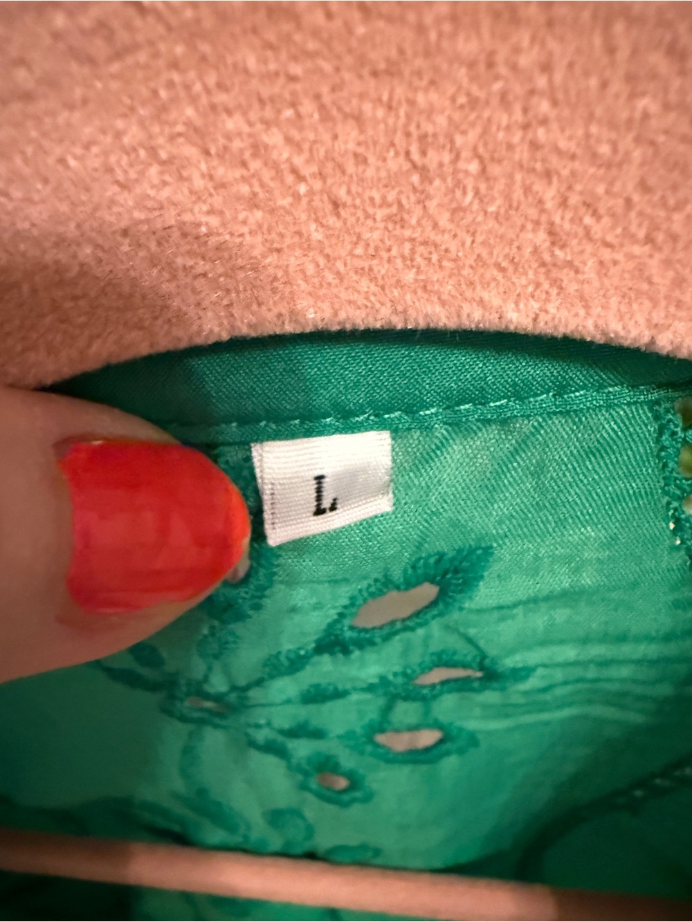 Women’s Embroidered Green Button-Front Blouse - Picture 2 of 5
